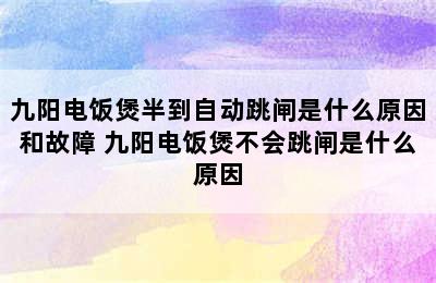 九阳电饭煲半到自动跳闸是什么原因和故障 九阳电饭煲不会跳闸是什么原因